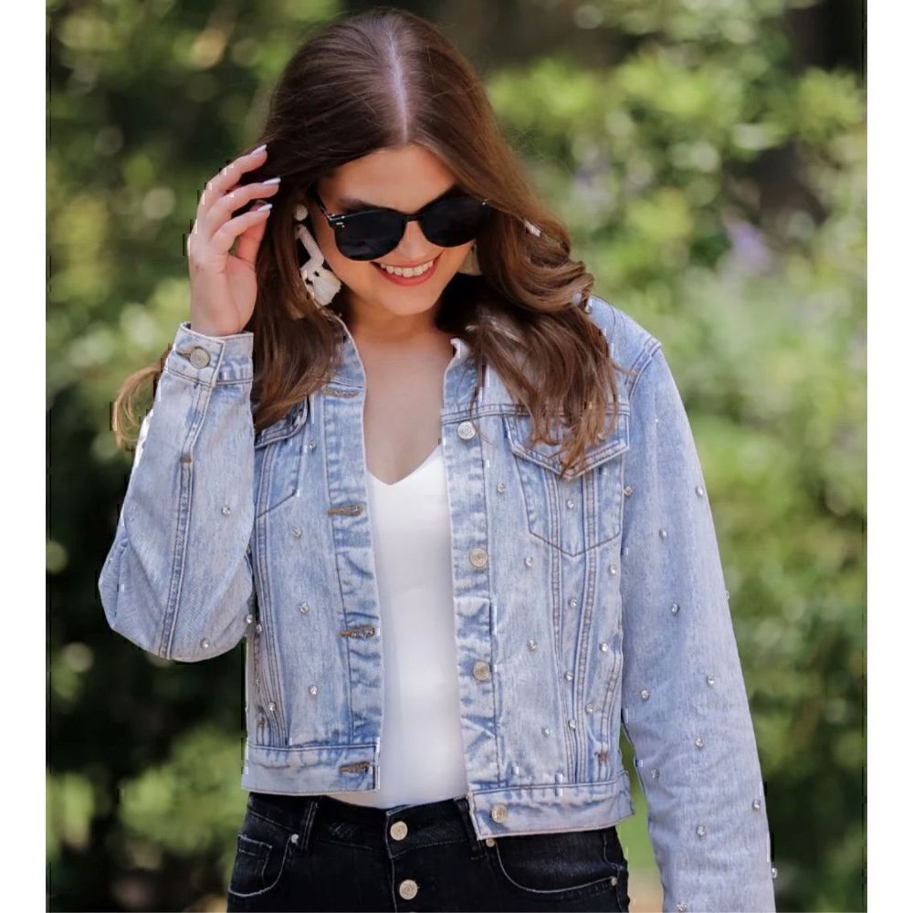 Jess Lea Rhinestone Light Wash Denim Jacket - Picture 12 of 12